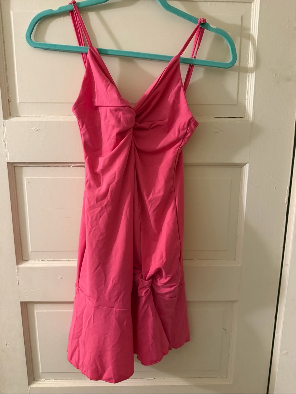 SHEIN Hot Pink Twist-Front Mini Dress